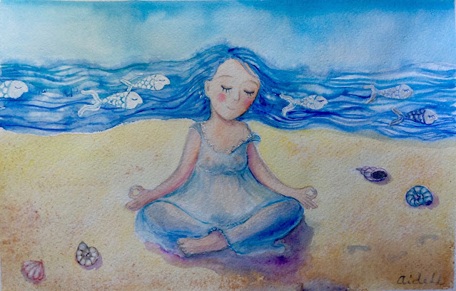 #yoga #meditation #mindfulness #AideArt #summer #watercolor #illustration #art #shell #seasideart #fishart