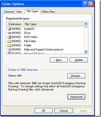 create file associations in folder options