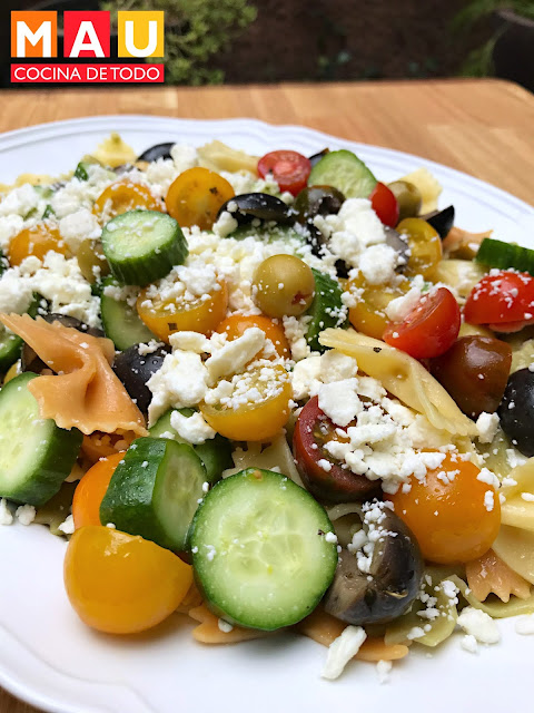 ensalada pasta griega receta mau cocina de todo