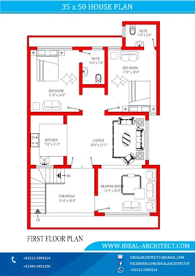 30x50 6 Marla House First Floor Plan