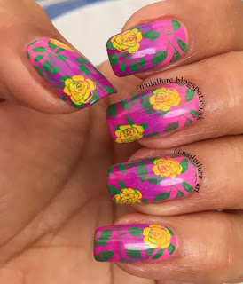 UberChic 1-02 Stamping on Pink & Purple Gradient Nails