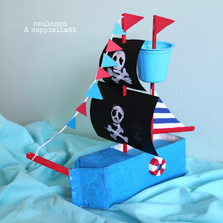 Create a pirate ship using milk carton