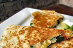 Chicken, Spinach and Cannellini Bean Quesadillas 