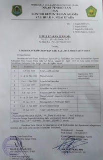 Surat Edaran Bersama wacana Libur Bulan Ramadhan dan Hari Raya Idul Fitri  Surat Edaran Bersama wacana Libur Bulan Ramadhan dan Hari Raya Idul Fitri 1440 H Kab. HSU