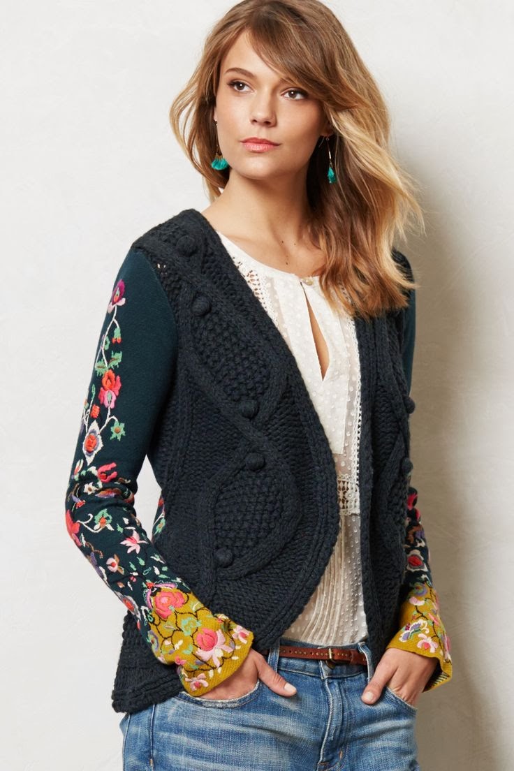 Anthropologie Embroidered Sweater