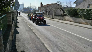 Traditional race of wooden scooters with steel ball bearing wheels, held in Pula on 17.02.2019.