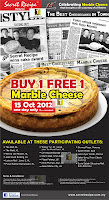 Secret Recipe Buy 1 Free 1 Marble Cheesecake Offer 2012