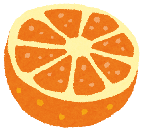 カットみかん オレンジのイラスト フルーツ かわいいフリー素材