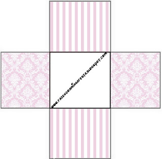 White Arabesques in Lilac Quinceañera Party Free Printable Boxes
