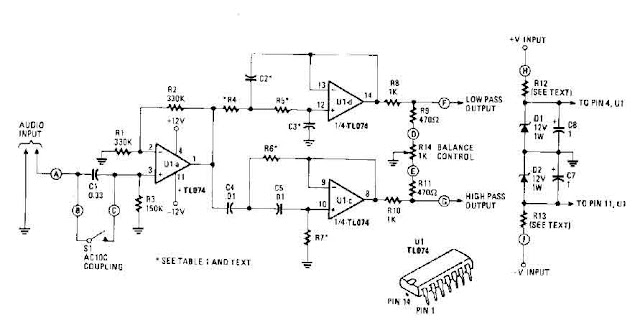 Active Crossover with TL074 Circuit Diagram