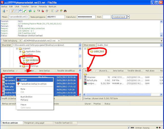 Upload File dengan FileZilla