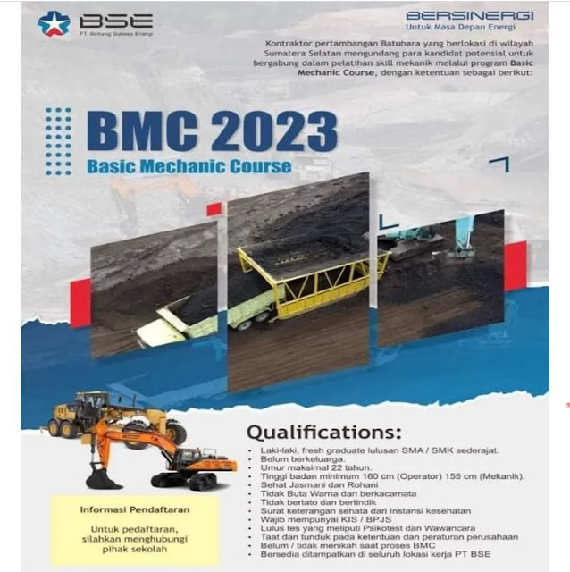 Pendaftaran Pelatihan     Basic Mechanic Source BMC   oleh  PT Bintang Sukses Energi (BSE) 2013