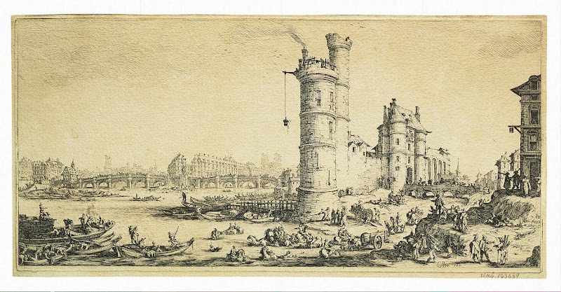 Pont-Neuf in Paris. Second Sheet by Jacques Callot - Architecture, Cityscape, Landscape Art Prints from Hermitage Museum