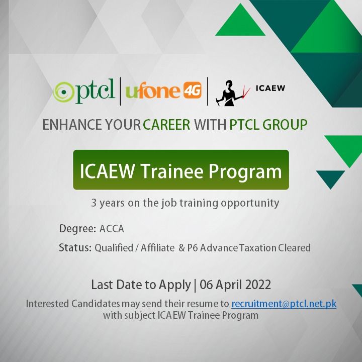 PTCL Group is pleased to announce its ICAEW Trainee Program!