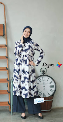 Long tunik tie die by Layra - Butik Busana muslim terbesar dan terlengkap