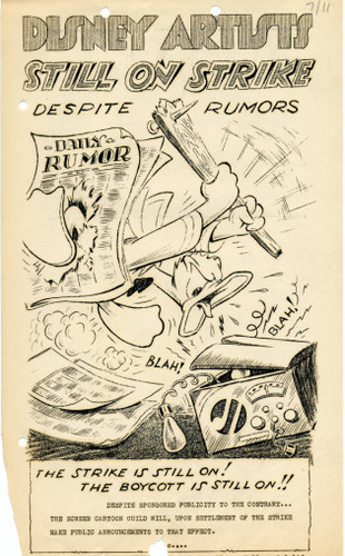 Flier from Disney animators strike, 11 July 1941 worldwartwo.filminspector.com