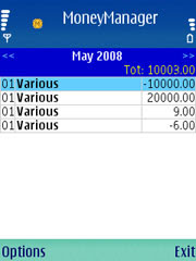 MoneyManager is J2ME Symbian Free Software