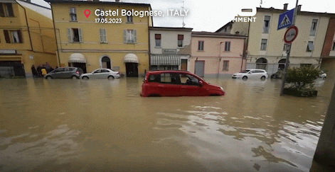 inondations à Castel Bolognese, en Italie