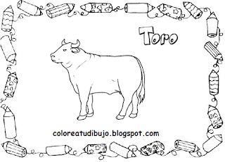 Toro parado para colorear