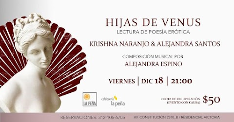 NOTICIAS Hijas de Venus (Lectura de poesía erótica). Participan: Alejandra C. Santos; Krishna Naranjo y Alejandra Espino | Carlos Álvarez Orozco