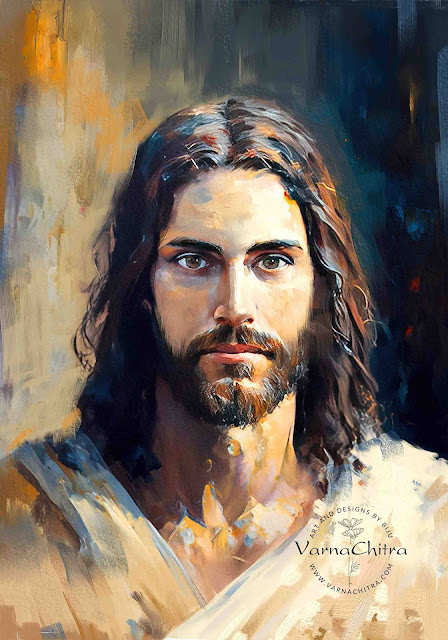 Jesus2 Digital Painting in oil painting style by biju p mathew, varnachitra, Indian Artist from Kerala