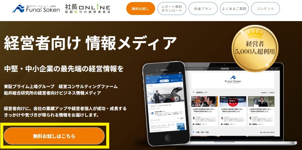 社長Online(オンライン)の無料お試し登録までの流れ１