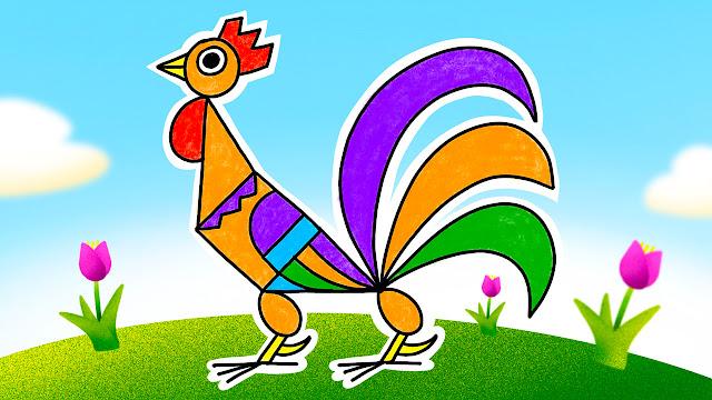 how-draw-rooster-learn-fun-farm-animals-basic-geometric-shapes-easy-kindergarten-art-project-kids-school-children-early-childhood-abc-drawings-activity
