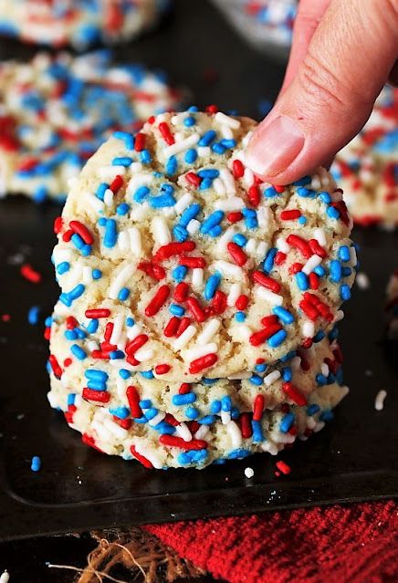 Red White and Blue Sprinkle-Coated Sugar Cookie Image