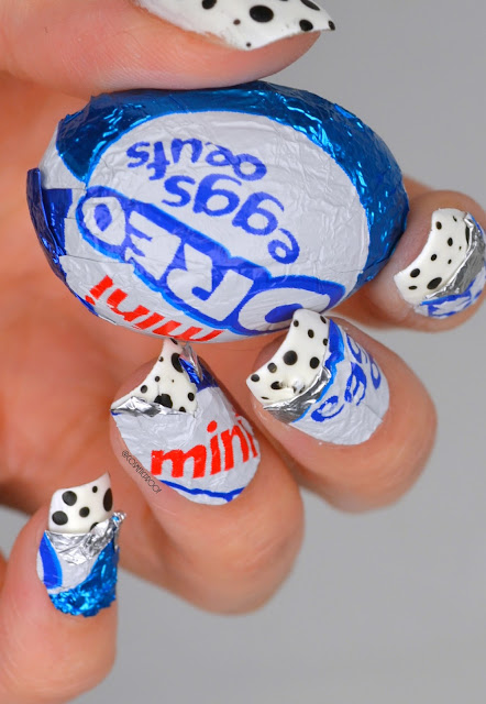 Oreo Cookies and Creme Egg Nail Art