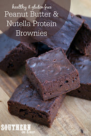 Healthy Peanut Butter and Nutella Protein Brownies Recipe | low fat, gluten free, clean eating friendly, high protein, low carb, healthy