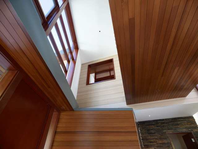 Interior wooden surfaces at the Mandeville Canyon Residence