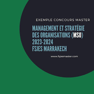 Exemple Concours Master Management et Stratégie des Organisations (MSO) 2023-2024 - Fsjes Marrakech