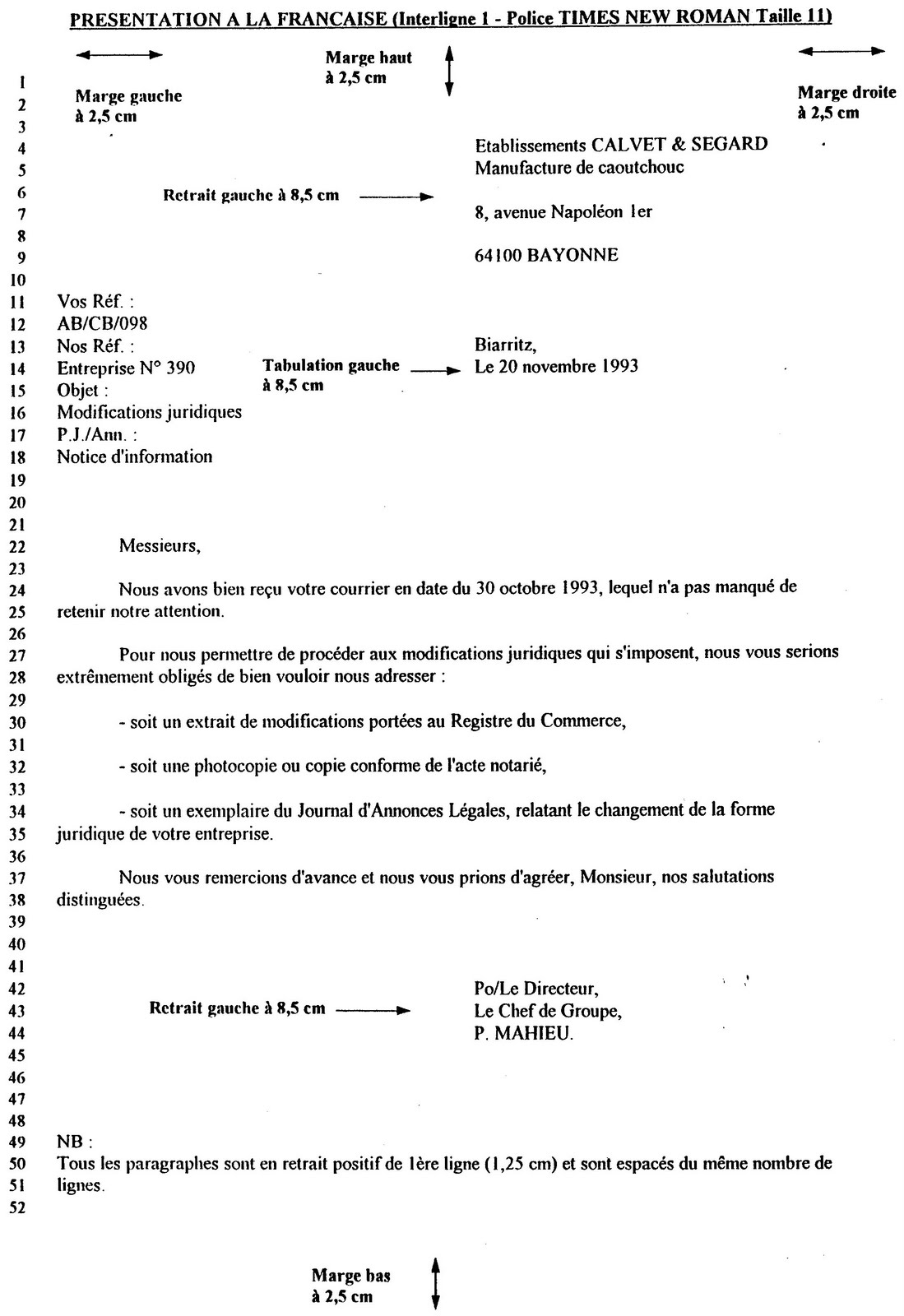 Exemple De Lettre De Prsentation