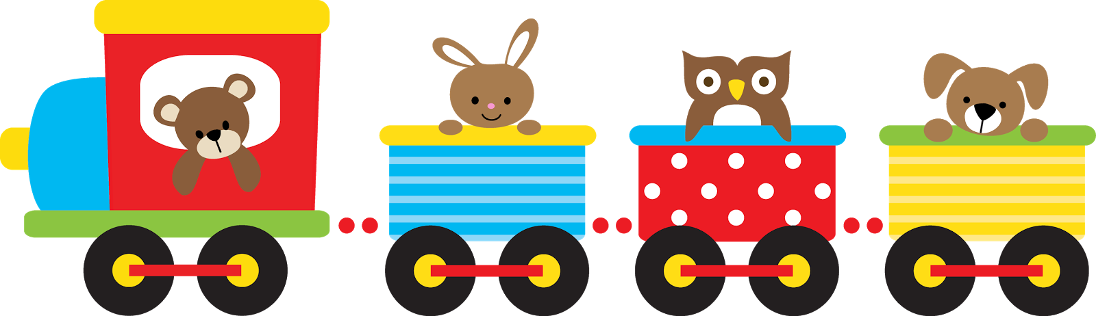 Cute Animals on a Train: Free Printable Clipart.