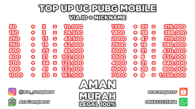 TOP UP UC PUBG MOBILE | AMAN MURAH LEGAL 100%