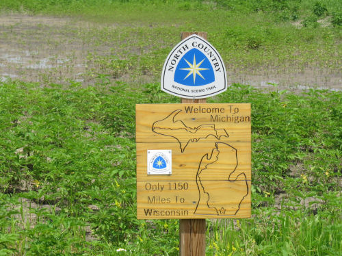 North Country Trail sign enter Michigan