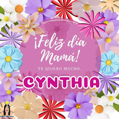 Cartel Feliz día Mamá con nombre Cynthia