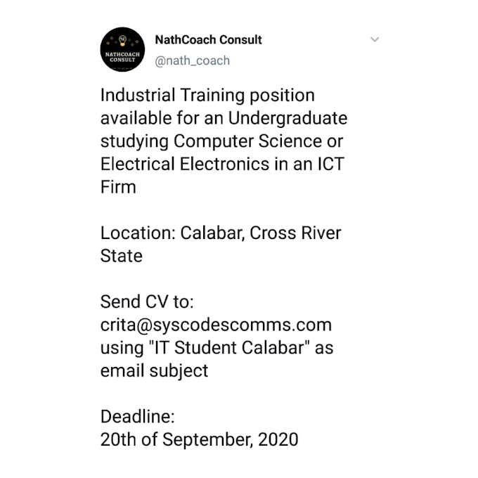 LATEST JOB FOR TODAY 16/09/2020