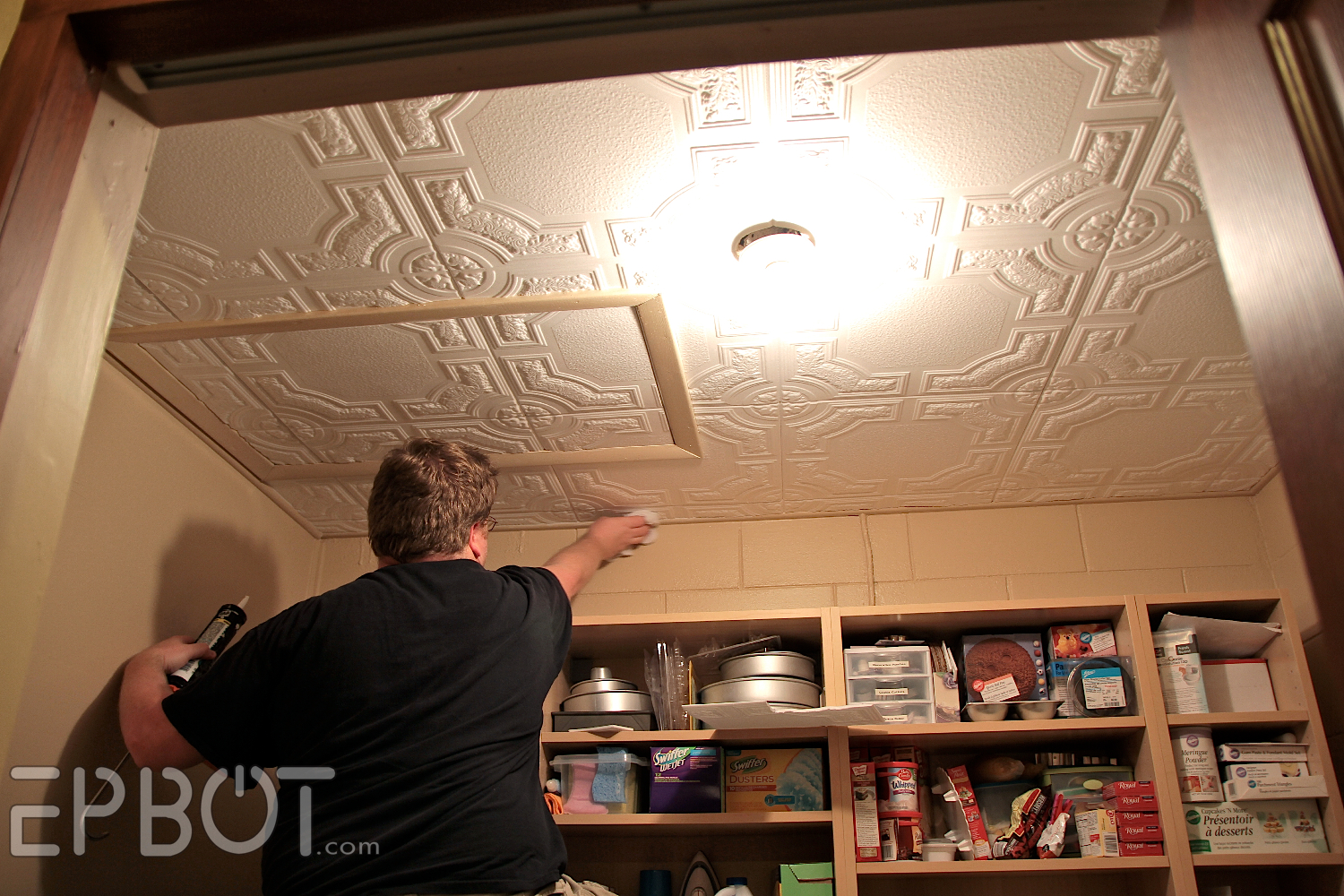 ... odd corners, John was able to finish the ceiling in just a few hours