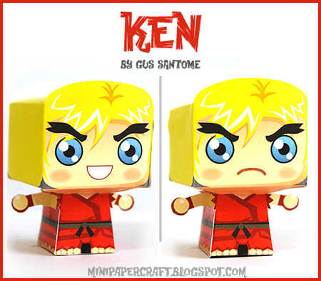 Street Fighter Mini Ken Paper Toy