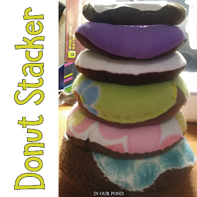 How to Make a Sensory Donut Stacker for Babies from In Our Pond #sewing #crafting #diy #diytoys #babies #babytoys #crafts #sensory