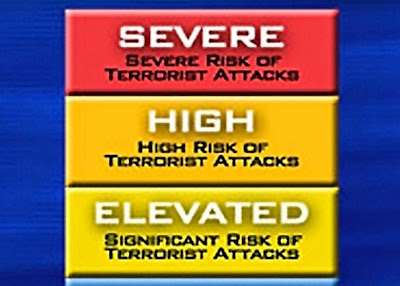 early 2000s US Homeland Security rainbow chart for terrorism threat level