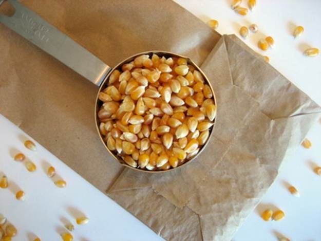 pop corn in brown paper bag