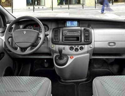 The interior features the latest generation of the Renault Trafic through 