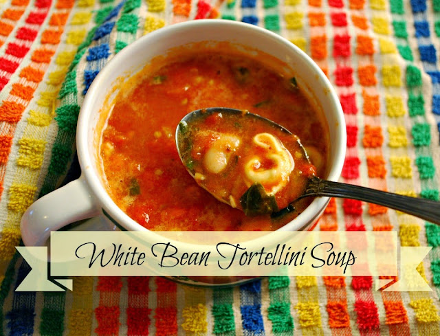 A bowl of this quick and easy white been and tortellini soup is a delicious, warming lunch or dinner on a cold day.