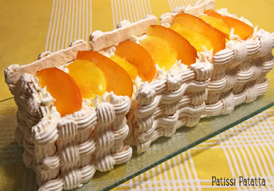 millefeuille meringué, gâteau, pavlova, meringues, abricots, nectarines, dessert d'été, pavlova design, patissi-patatta