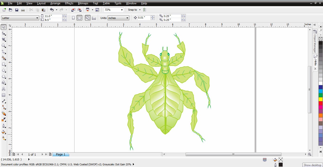 MENGGAMBAR SERANGGA DAUN DENGAN CorellDRAW Heri Al Fatih