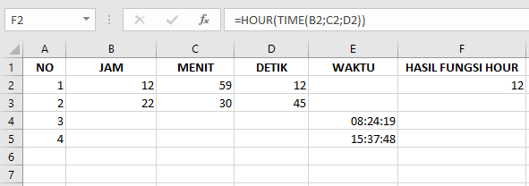 Cara Menggunakan Fungsi HOUR pada Microsoft Excel