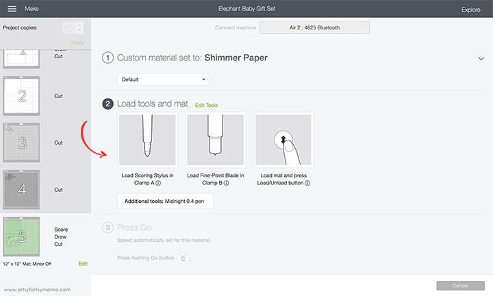 Loading tools in Cricut Design Space