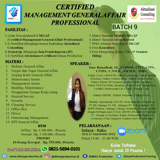 WA.0821-5694-0101 | Certified Management General Affair Professional (CMGAP) 20 September 2022